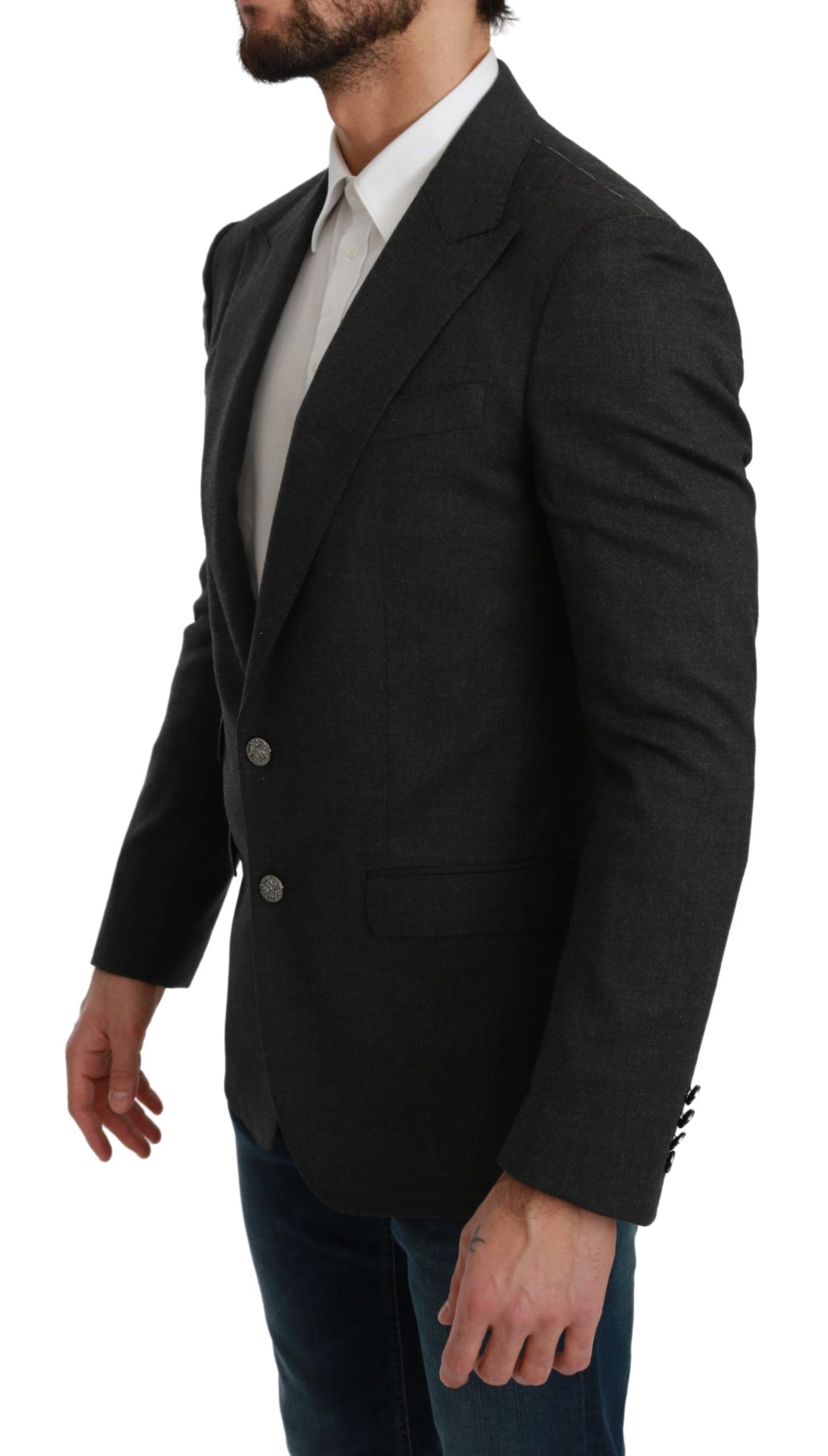 Gray NAPOLI Slim Fit Jacket Wool Blazer