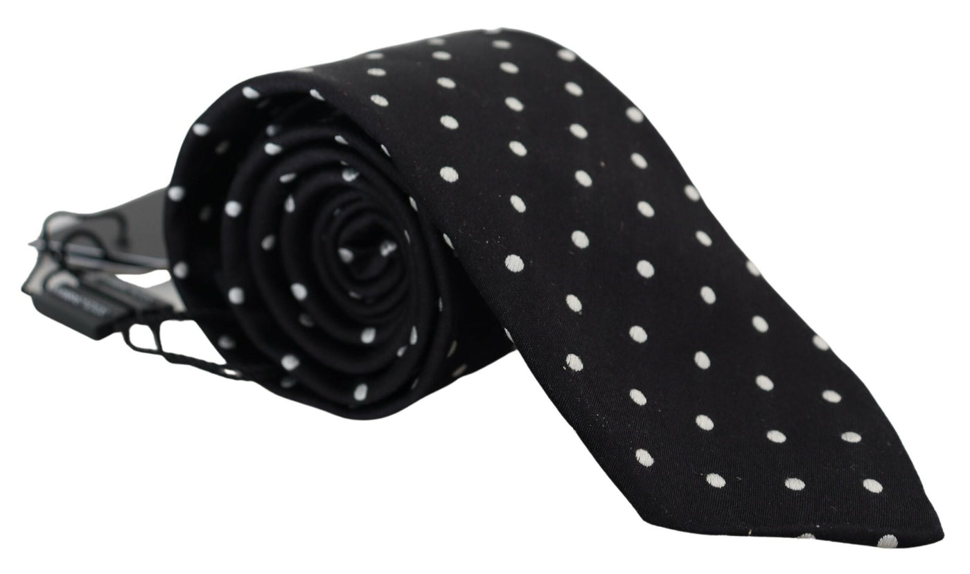 Black Polka Dot Classic Men Necktie Silk Tie