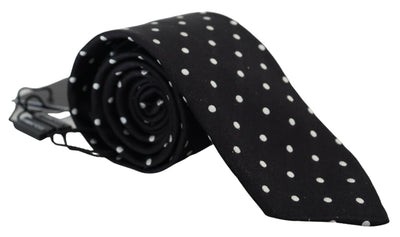 Black Polka Dot Classic Men Necktie Silk Tie