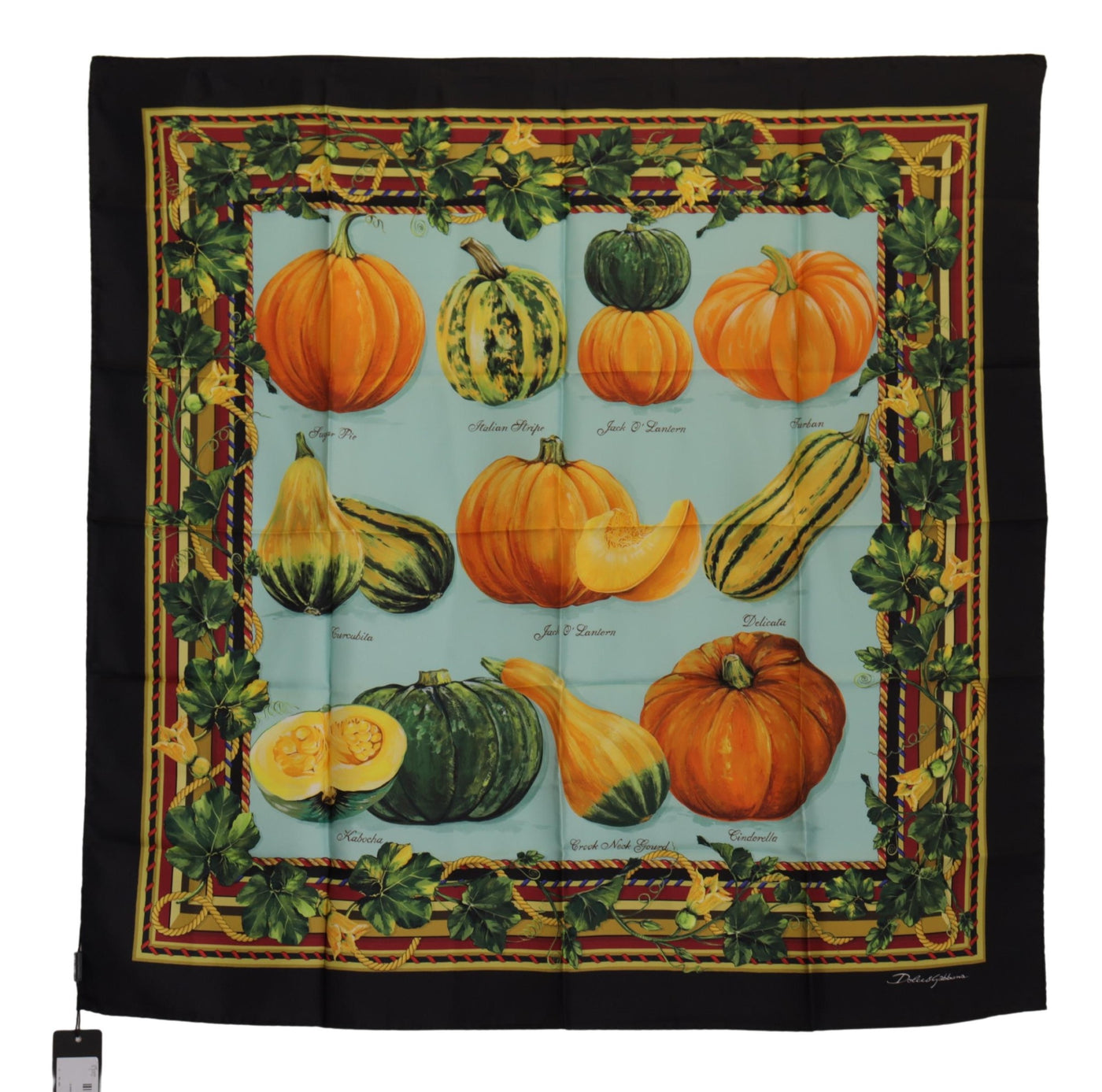 Multicolor Pumpkin Silk Handkerchief Scarf