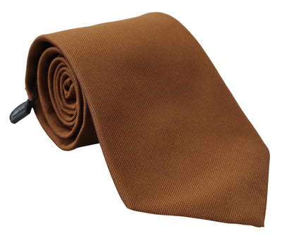 Brown Solid Classic Men Necktie Silk Tie