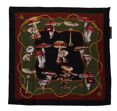 Multicolor Mushroom Silk Handkerchief Scarf