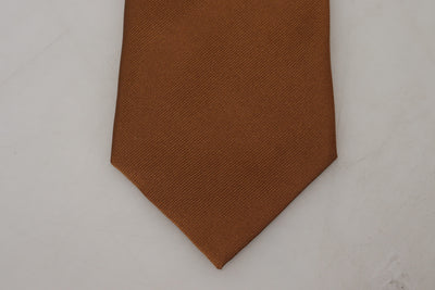 Brown Solid Classic Men Necktie Silk Tie