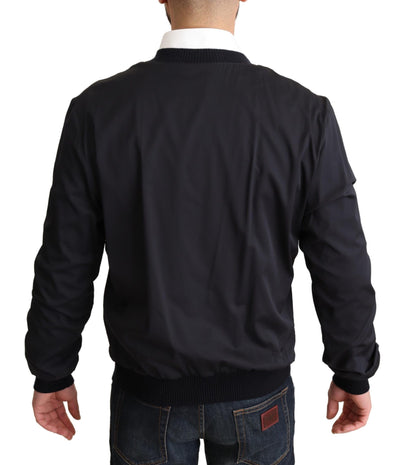 Blue Silk Coat Short Bomber Men Jacket