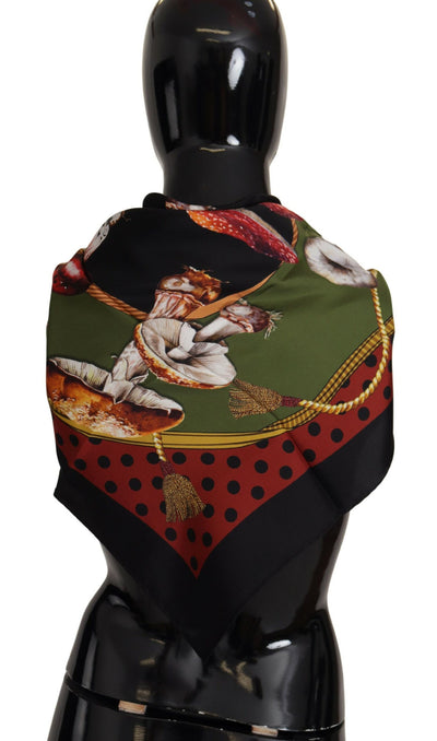 Multicolor Mushroom Silk Handkerchief Scarf