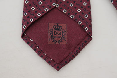 Maroon Classic DG Logo Men Slim Necktie Tie