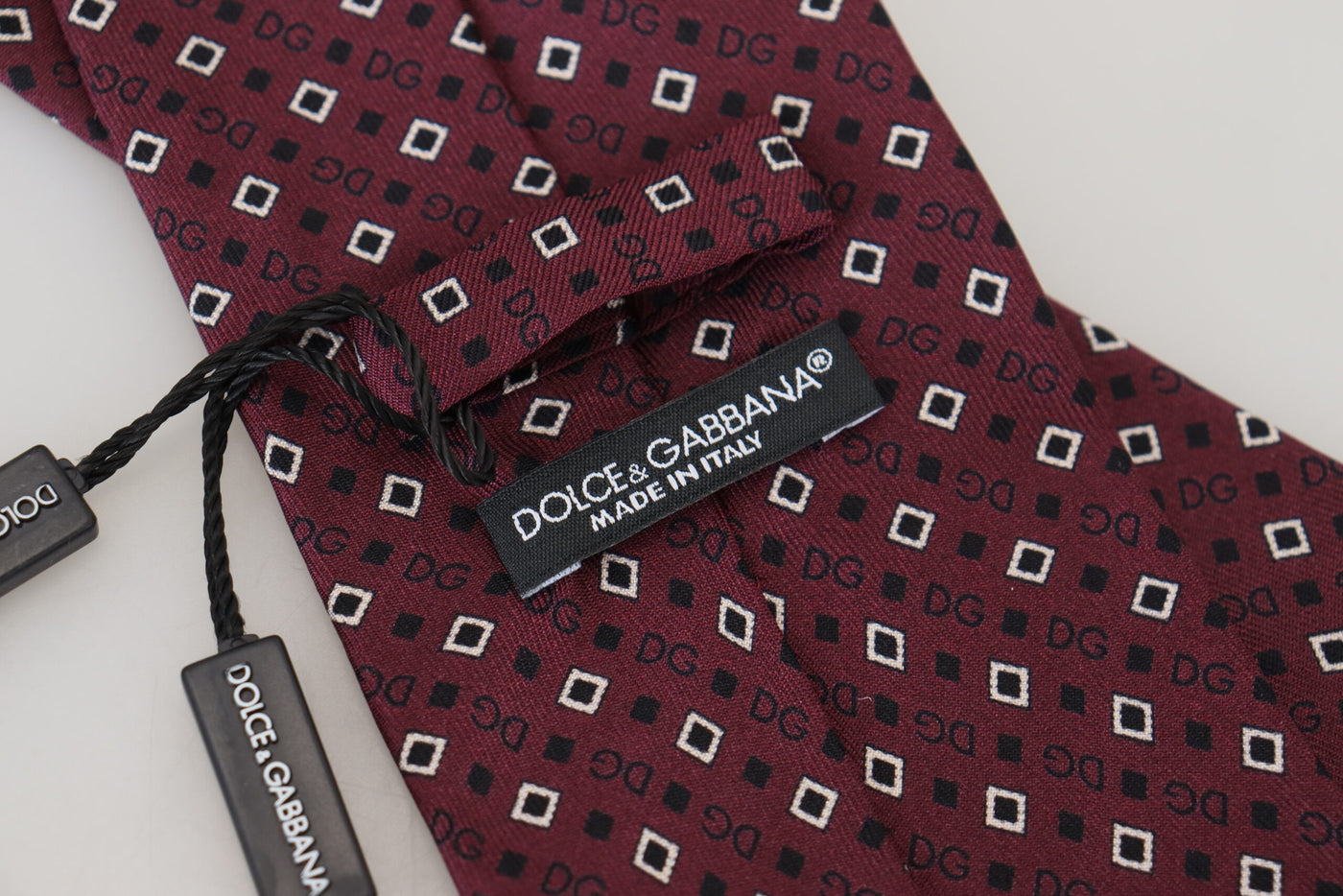 Maroon Classic DG Logo Men Slim Necktie Tie