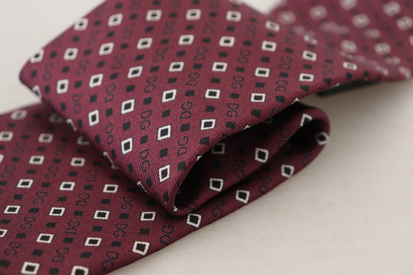 Maroon Classic DG Logo Men Slim Necktie Tie