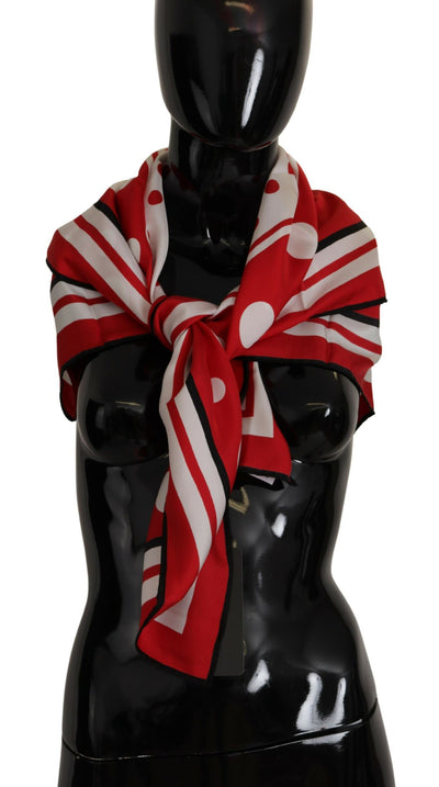 Red Polka Dots Silk Square Foulard Wrap Scarf