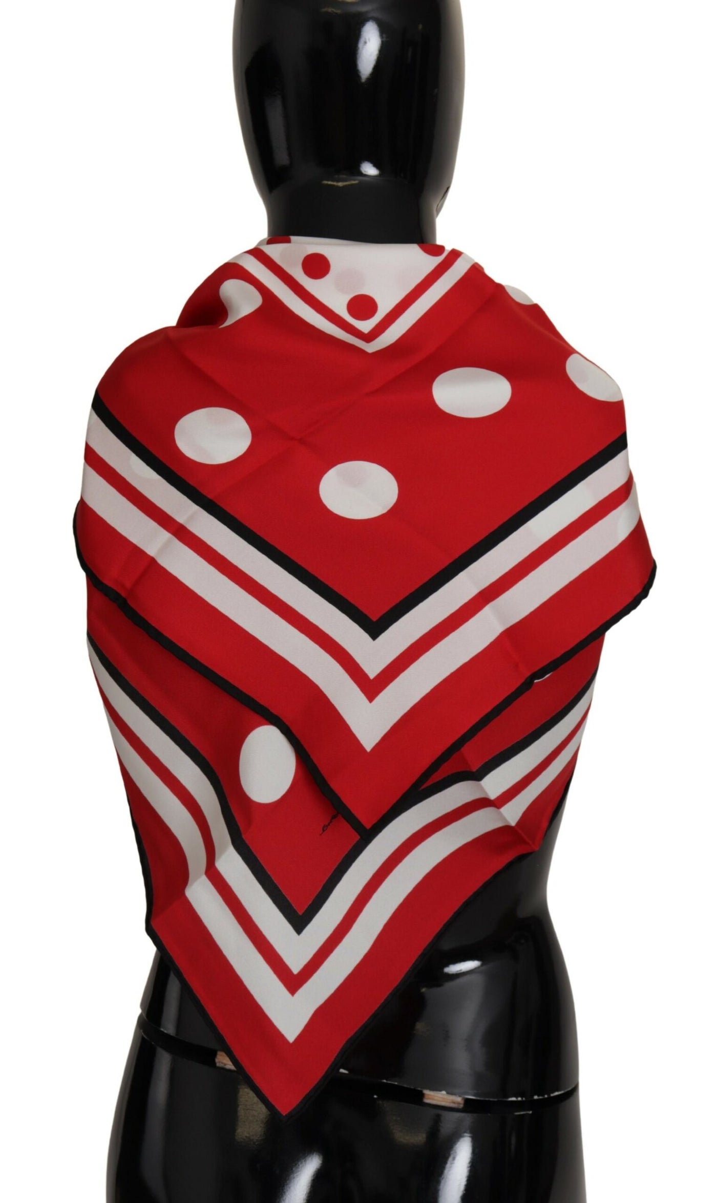 Red Polka Dots Silk Square Foulard Wrap Scarf