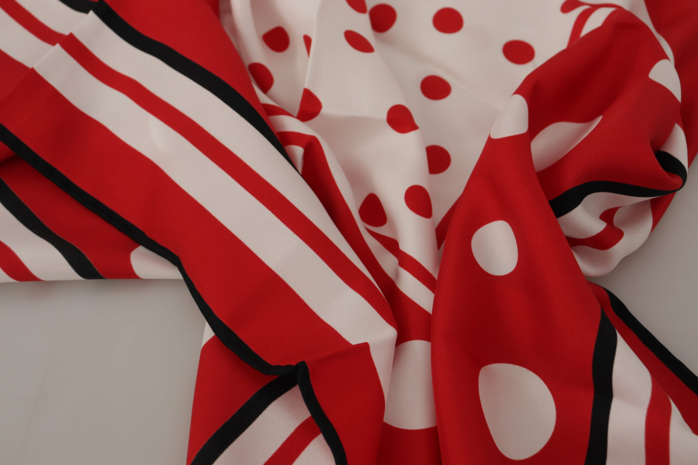 Red Polka Dots Silk Square Foulard Wrap Scarf