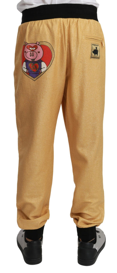 Gold Year Of The Pig Cotton Mens Pants