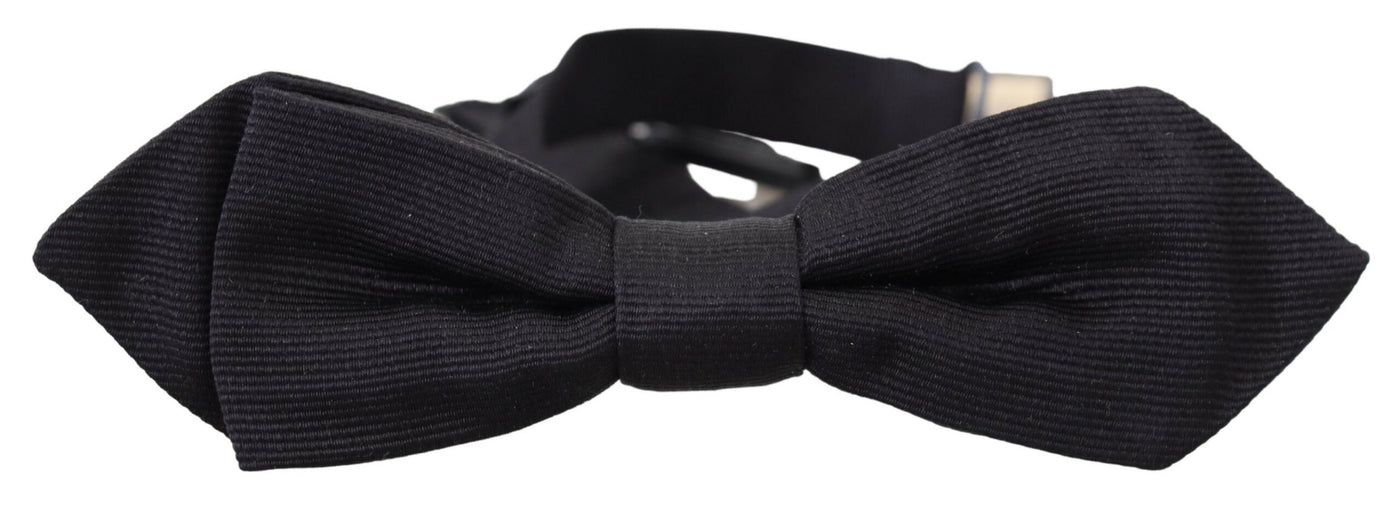 Black Silk Adjustable Men Neck Papillon Bow Tie