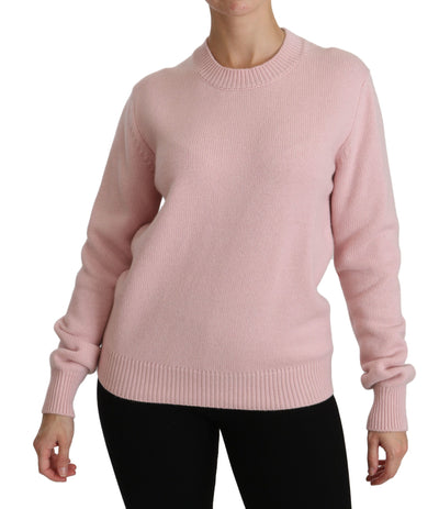 Pink Crew Neck Cashmere Pullover Sweater