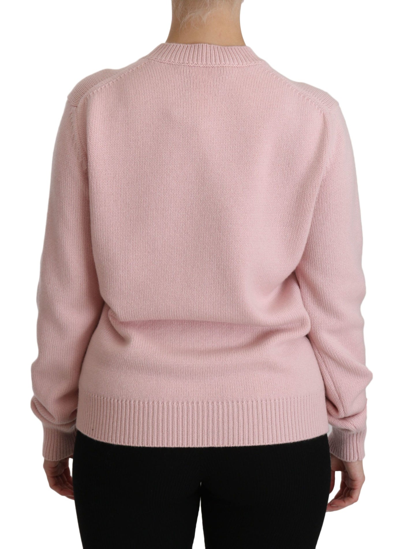 Pink Crew Neck Cashmere Pullover Sweater