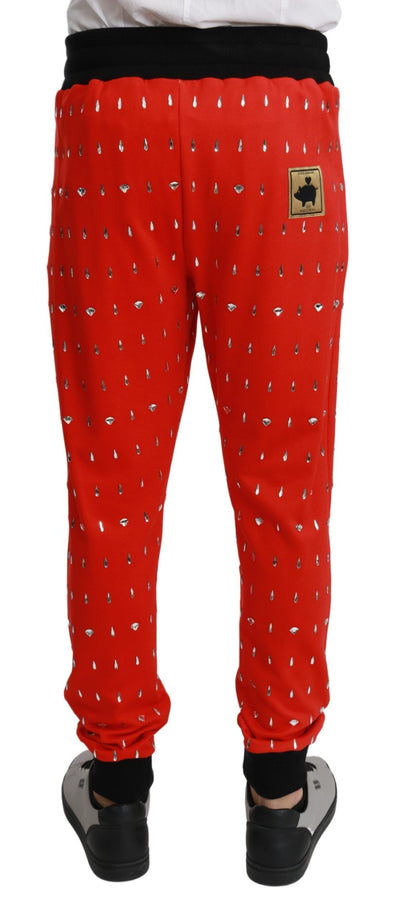 Red Piggy Bank Cotton Crystal Trousers Pants