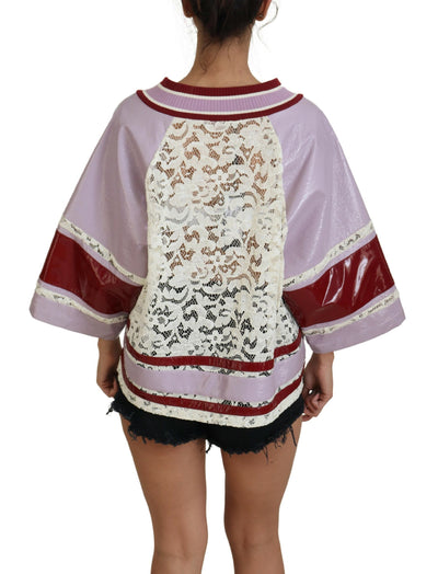 Multicolor Lace V-neck Pullover Sweater