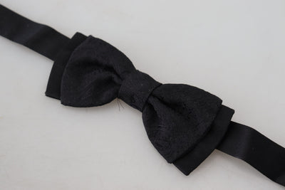 Black Silk Adjustable Men Neck Papillon Bow Tie