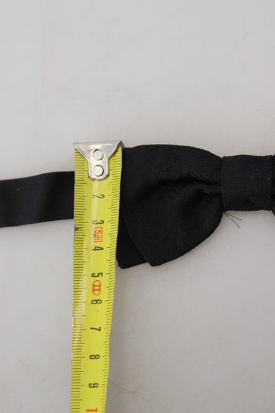 Black Silk Adjustable Men Neck Papillon Bow Tie