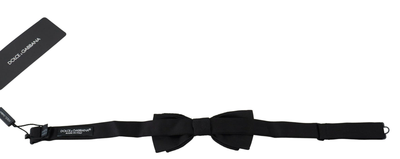 Black Silk Adjustable Men Neck Papillon Bow Tie