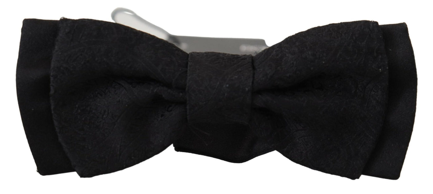 Black Silk Adjustable Men Neck Papillon Bow Tie