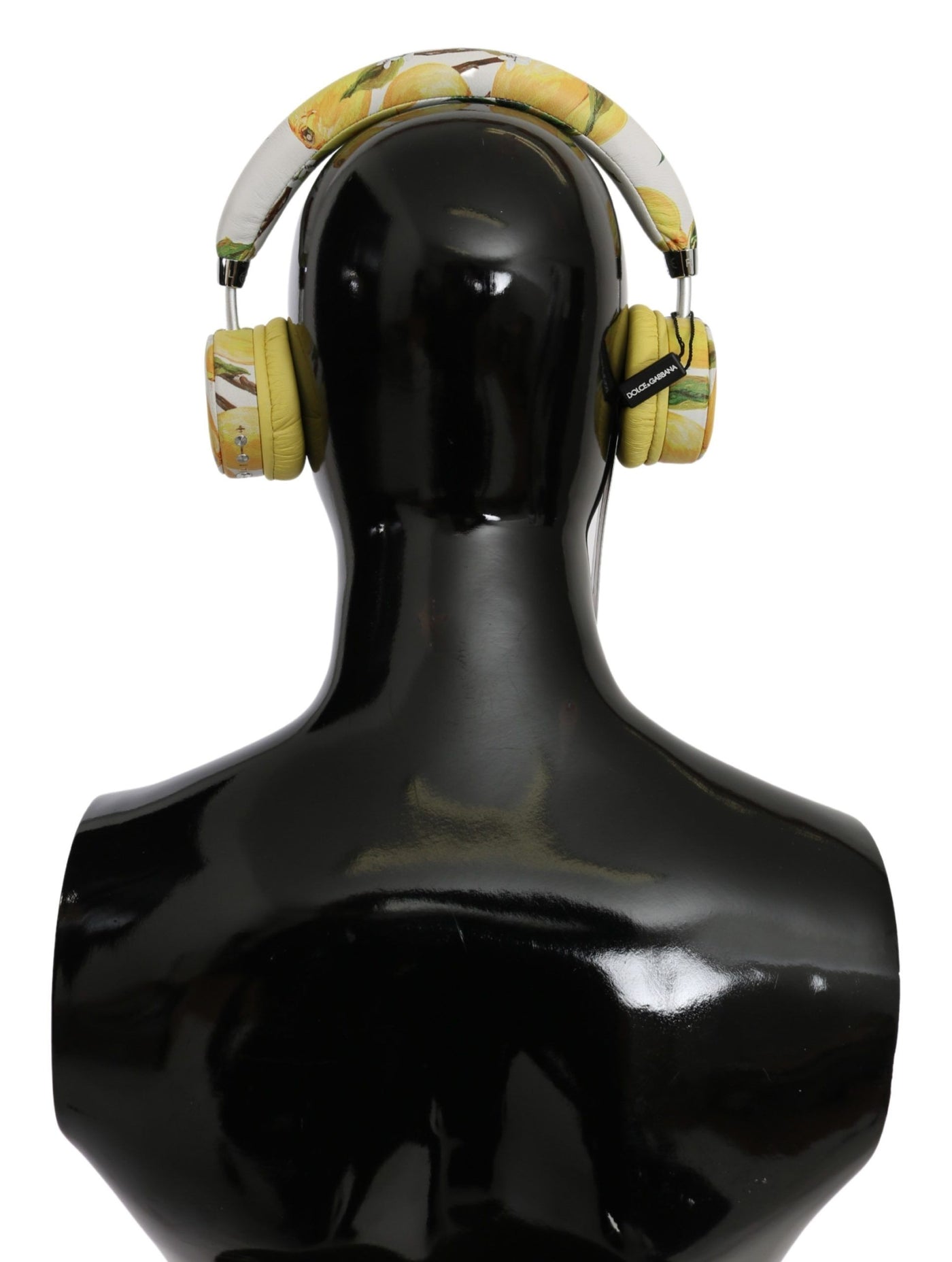 White Yellow Lemon Print Headset Headphones