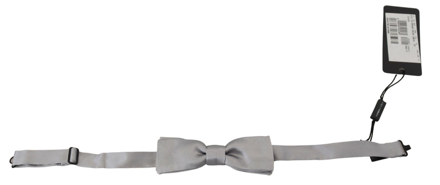 Gray Silk Adjustable Men Neck Papillon Bow Tie