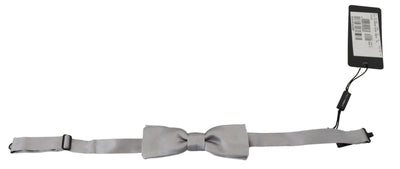 Gray Silk Adjustable Men Neck Papillon Bow Tie