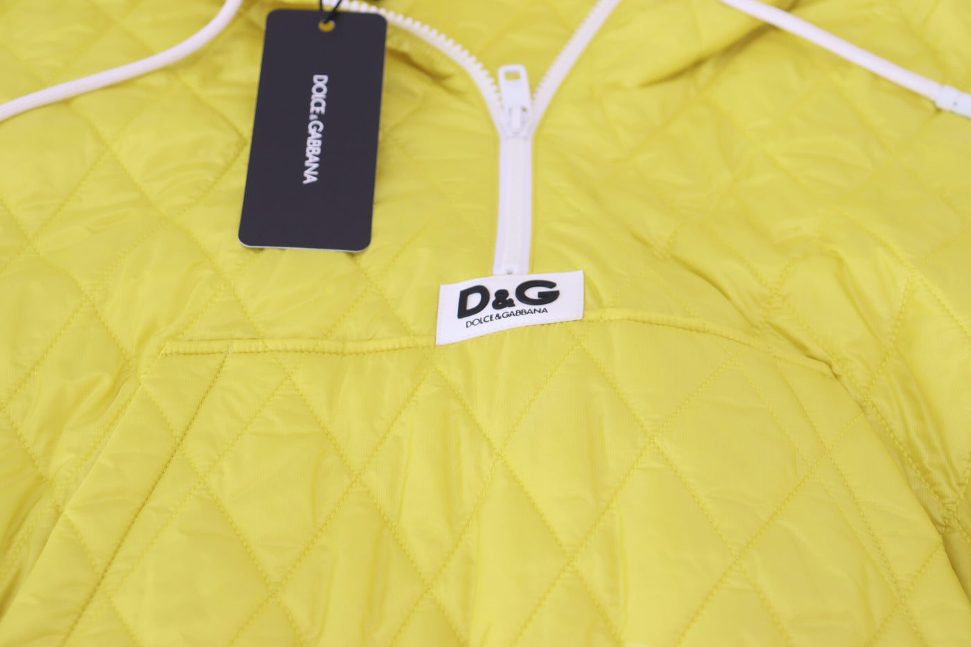 Yellow Nylon Quilted Hooded Pullover Jacket