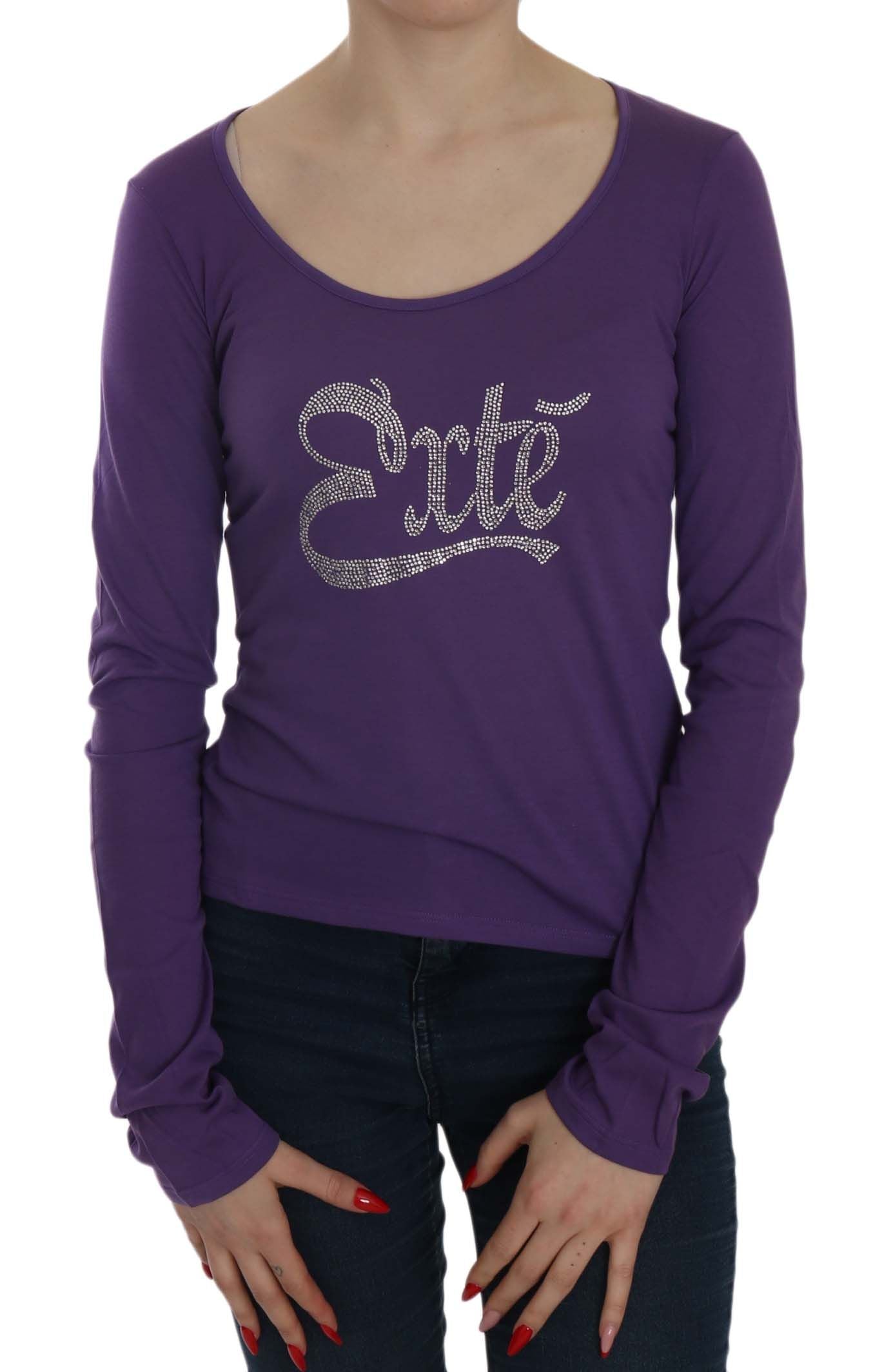 Purple Crystal Embellished Long Sleeve Casual Top