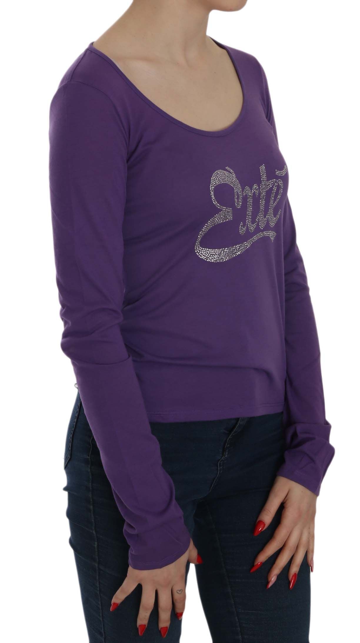 Purple Crystal Embellished Long Sleeve Casual Top