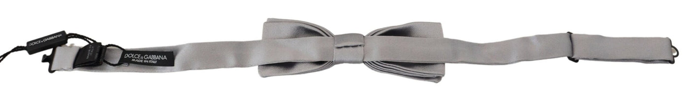 Gray Silk Adjustable Men Neck Papillon Bow Tie