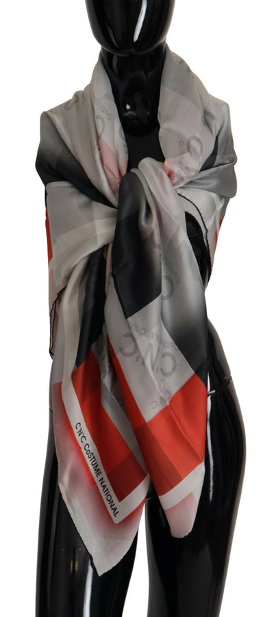 Gray Red Shawl Foulard Wrap Scarf