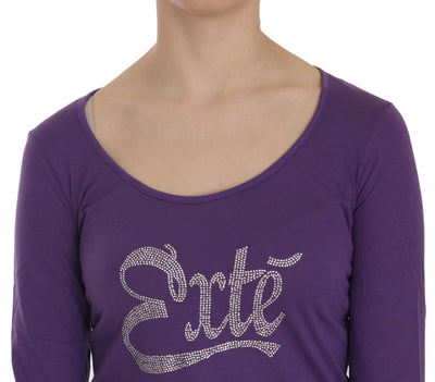 Purple Crystal Embellished Long Sleeve Casual Top