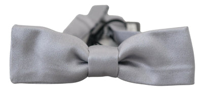 Gray Silk Adjustable Men Neck Papillon Bow Tie