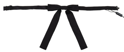 Black Silk Adjustable Men Neck Papillon Bow Tie