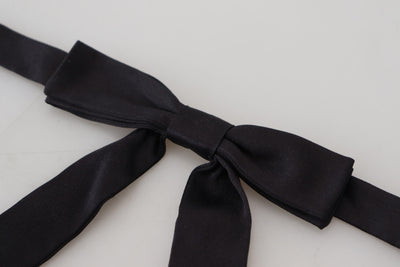 Black Silk Adjustable Men Neck Papillon Bow Tie