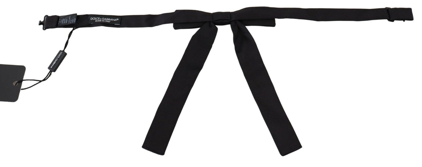 Black Silk Adjustable Men Neck Papillon Bow Tie