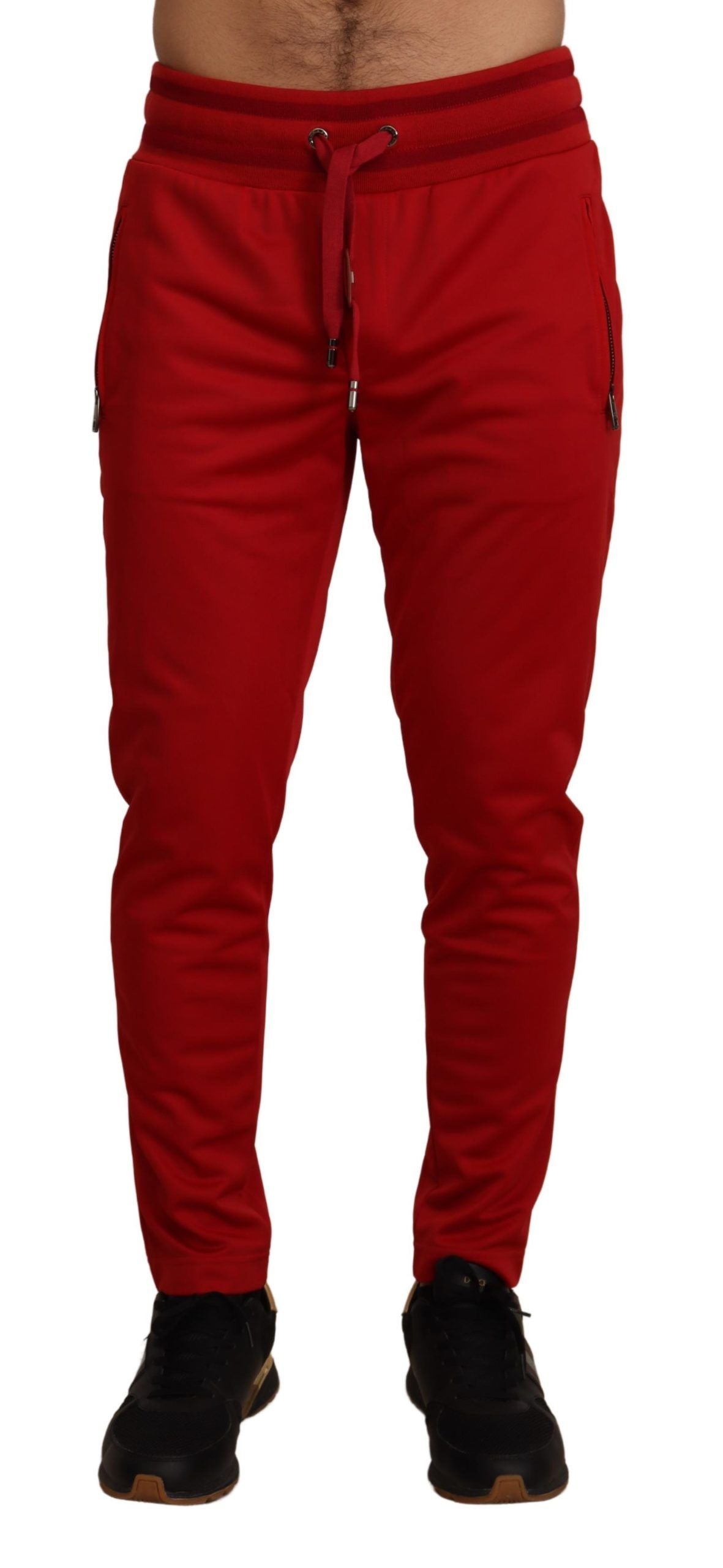 Red Polyester Logo Plaque Sweatpants