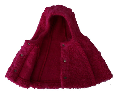 Pink Mohair Shearling Wool Hat Hooded Scarf