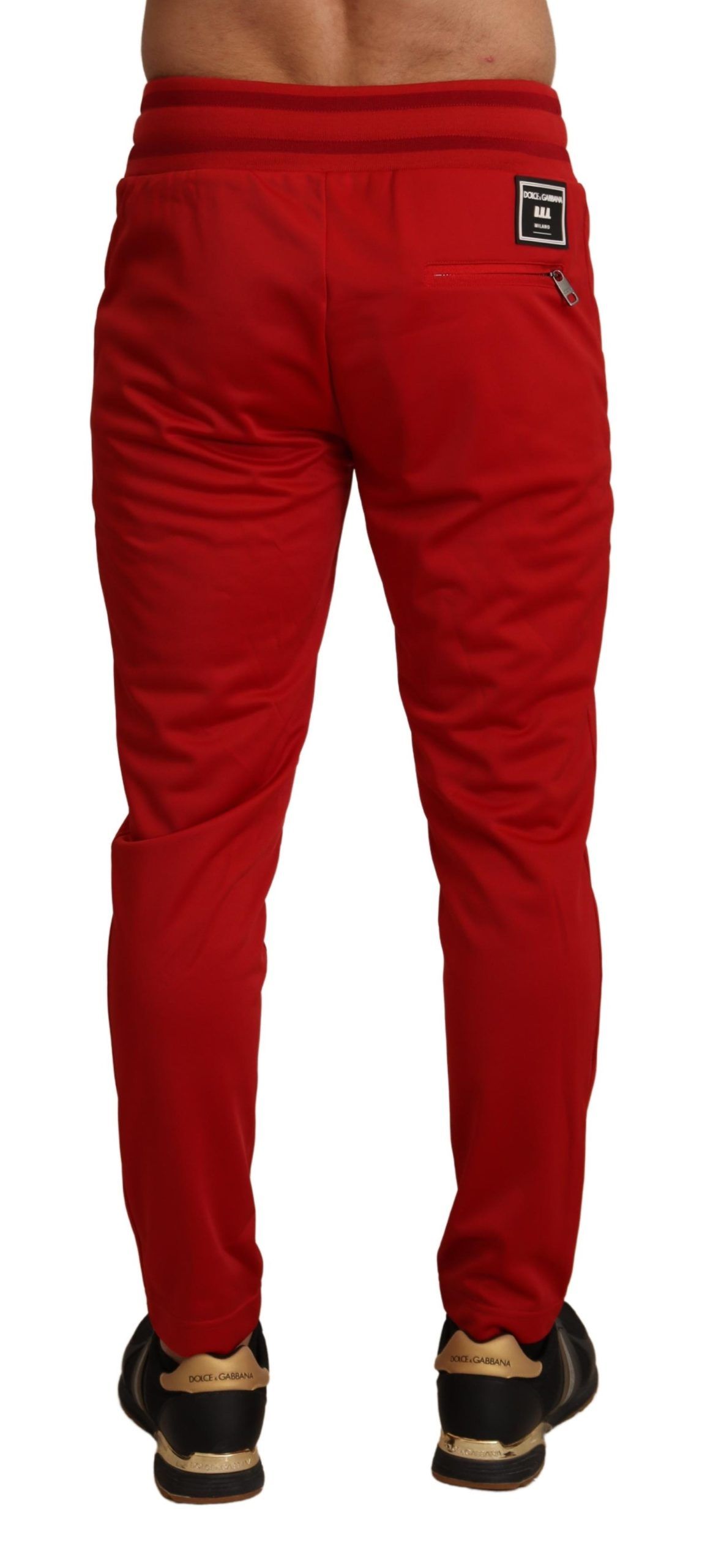 Red Polyester Logo Plaque Sweatpants