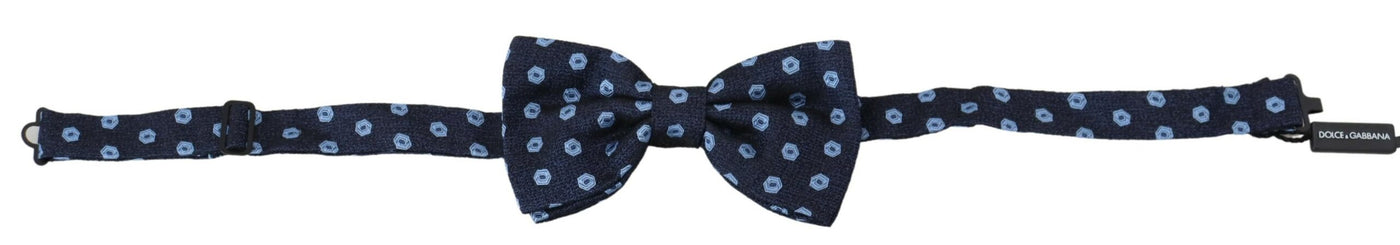 Blue Printed Adjustable Neck Papillon Men Silk Bow Tie