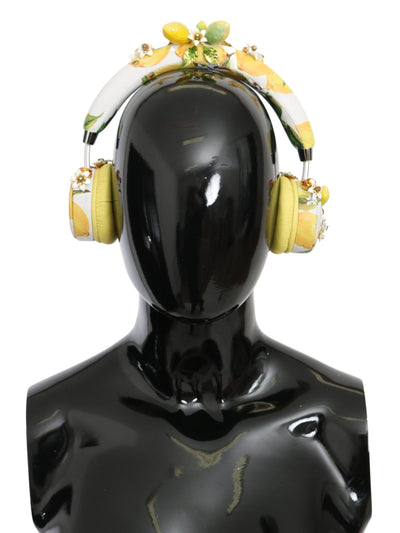 Yellow Lemon Crystal Floral Headset Headphones