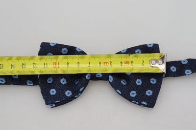 Blue Printed Adjustable Neck Papillon Men Silk Bow Tie