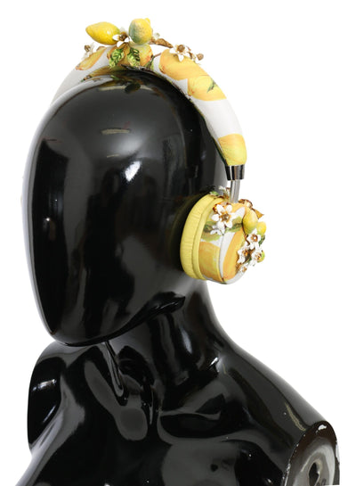 Yellow Lemon Crystal Floral Headset Headphones