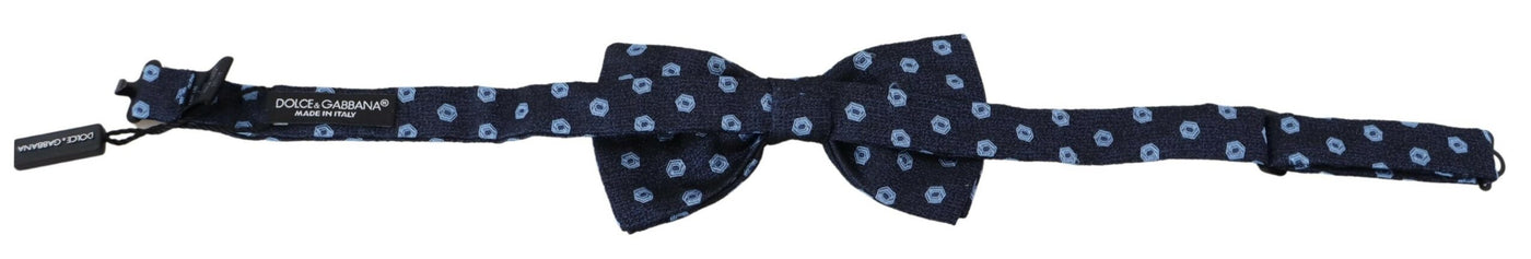 Blue Printed Adjustable Neck Papillon Men Silk Bow Tie