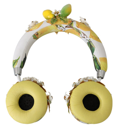 Yellow Lemon Crystal Floral Headset Headphones