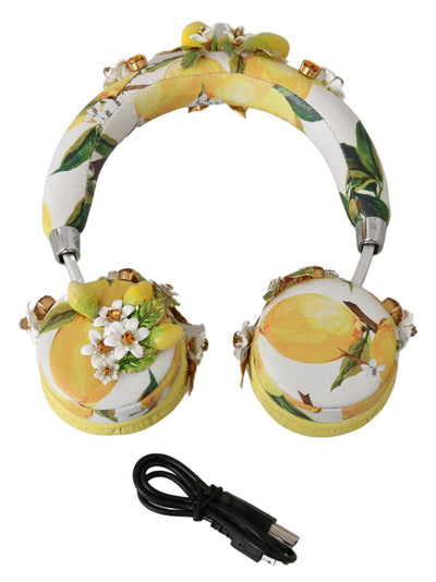 Yellow Lemon Crystal Floral Headset Headphones