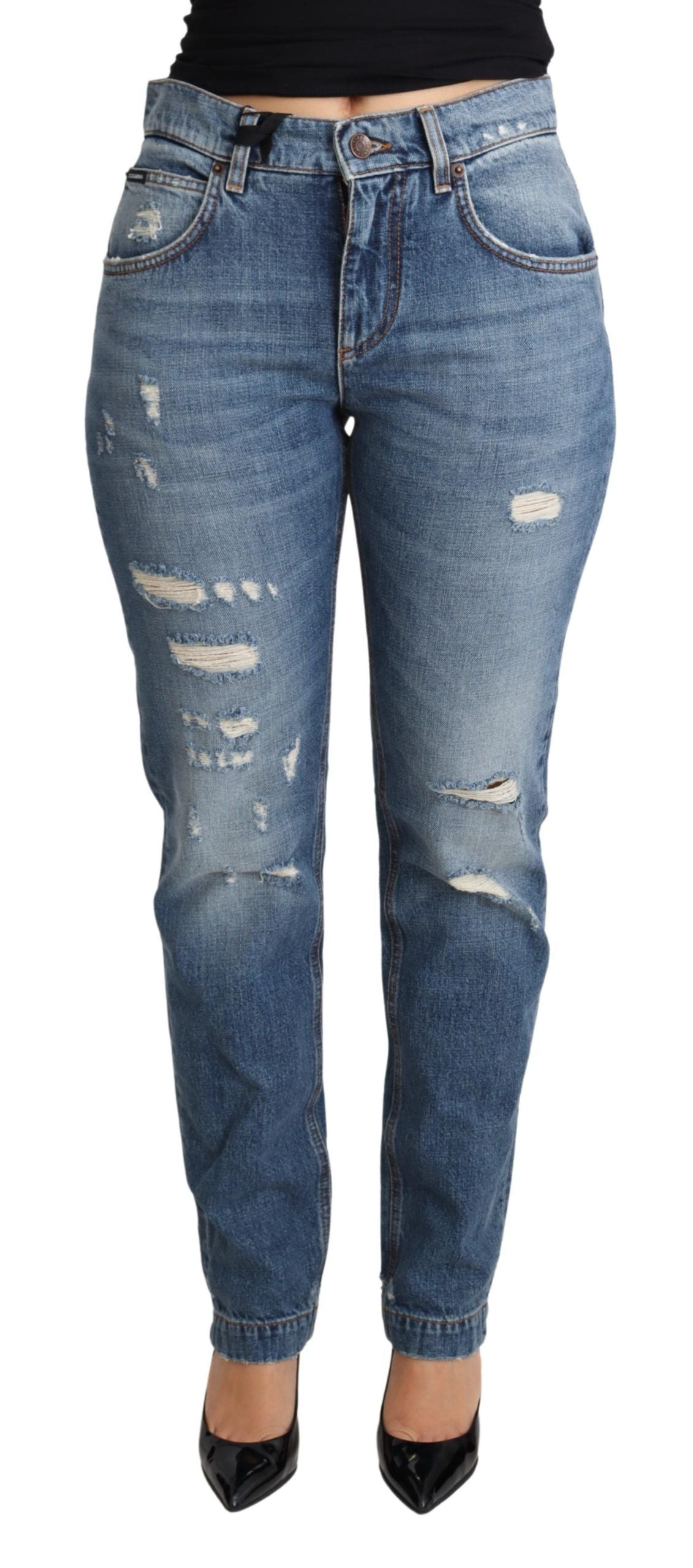 Blue Embellished Heart Skinny Denim Pants Jean