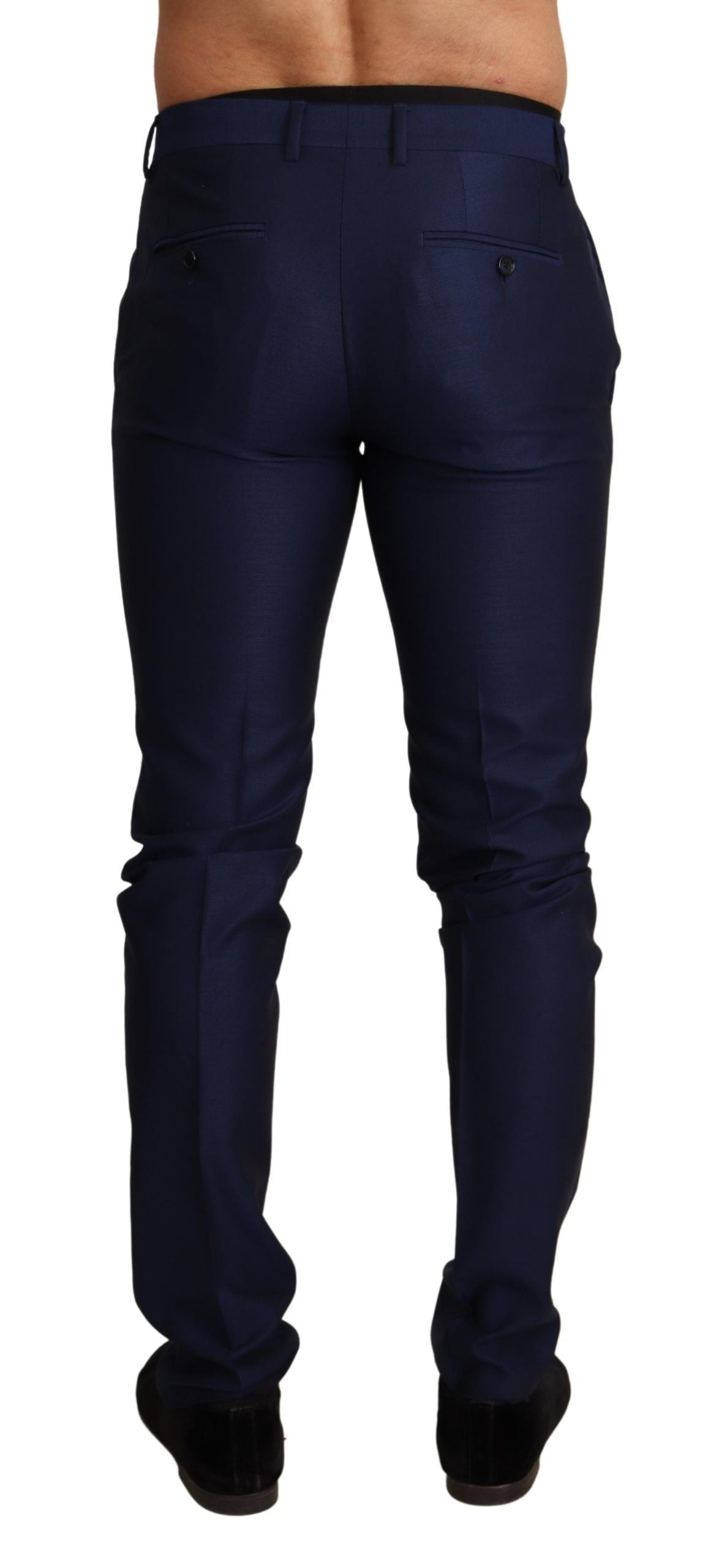 Navy Blue Wool Dress Formal Slim Trouser Pants